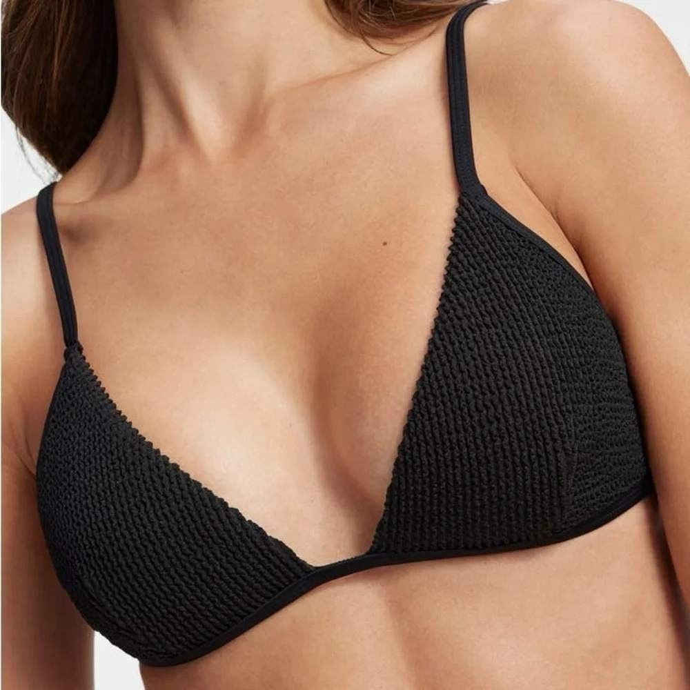 Good American Black Textured Triangle‎ Bikini Top Women's XL NWT GSW0632LV